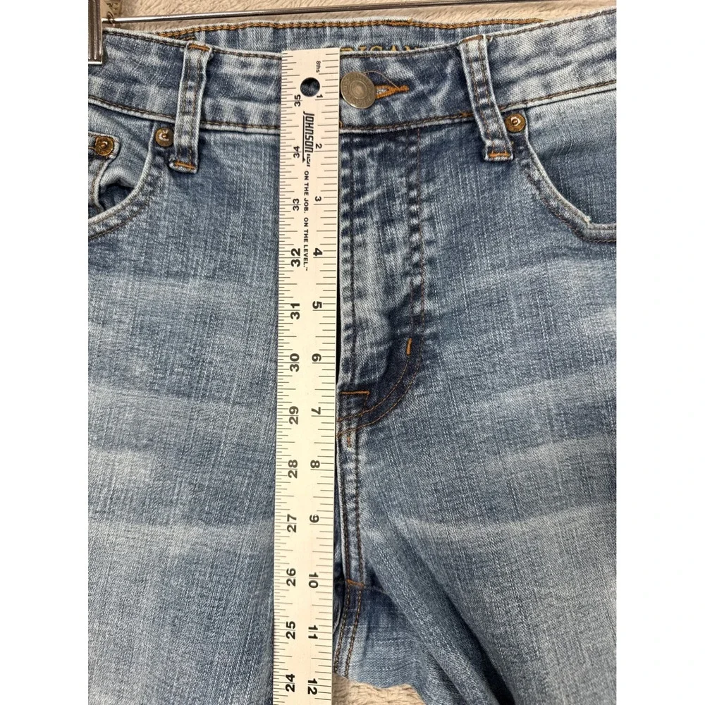 American Eagle Mens 32x33 Slim Straight Distressed Denim Jeans Light Wash